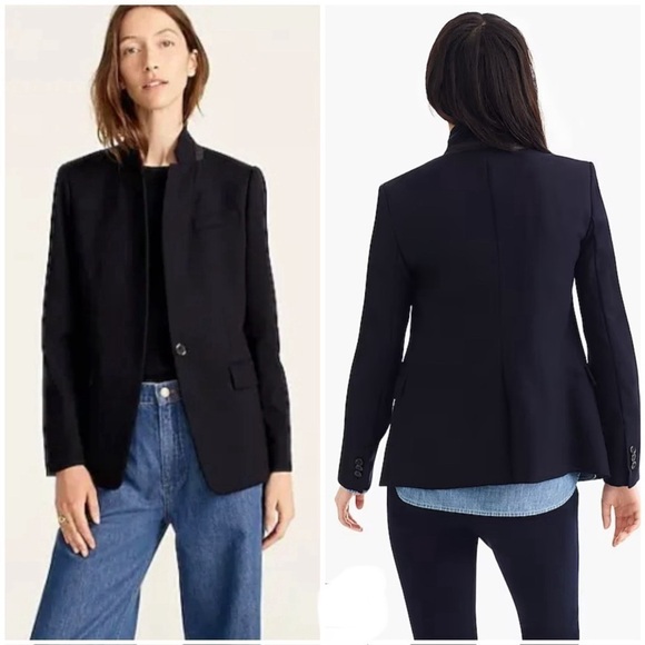 J.CREW Womens Regent Blazer in Wool Flannel NAVY BLUE Style B0323 Sz 2 - Picture 1 of 12
